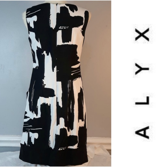 Alyx Black & White Sheath Sleeveless Dress-Size 6 - Picture 2 of 5